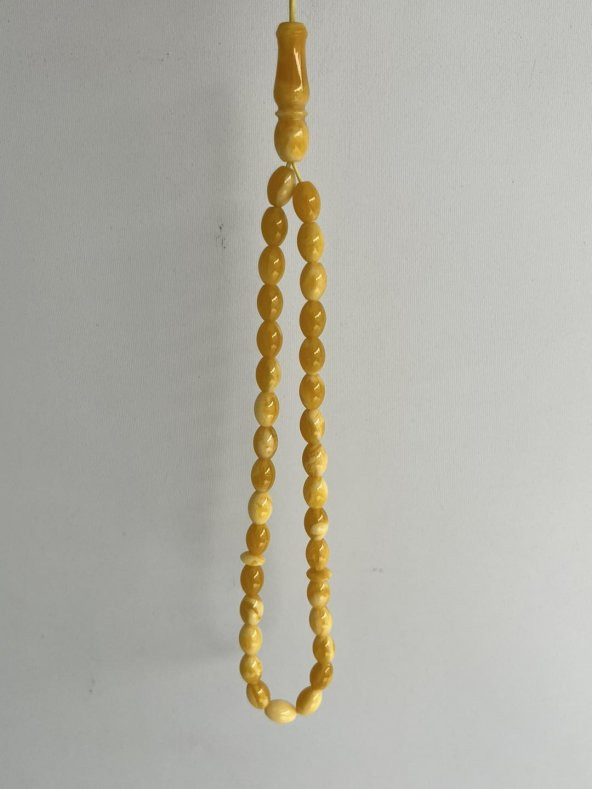 Oval Kesim Kokulu Toz Kehribar Tesbih 33lük 6mm A005 - 2