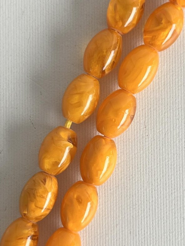 Oval Kesim Kokulu Toz Kehribar Tesbih 33lük 7mm A007 - Resim 5