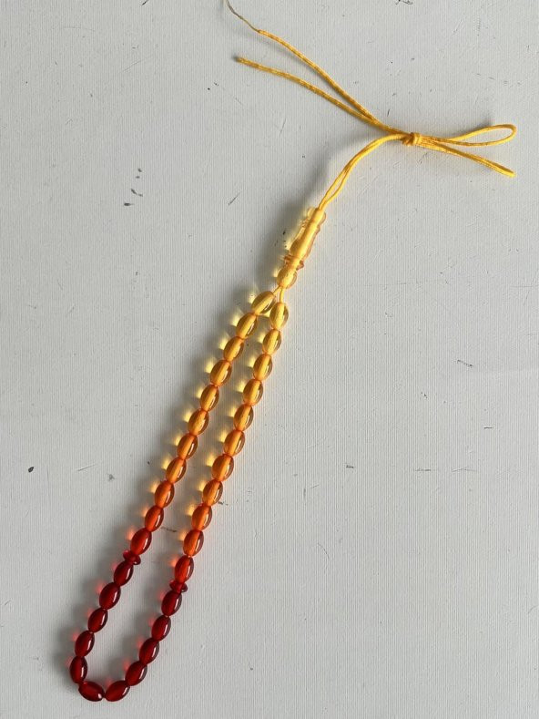 Oval Kesim Kokulu Toz Kehribar Tesbih 33lük 5mm A012 - 4