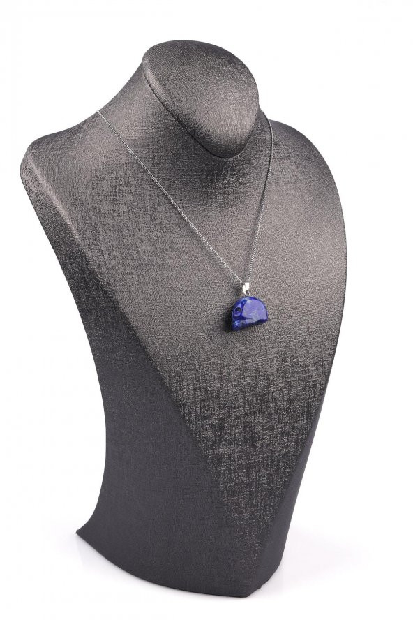 Lapis Lazuli Doğal Taş Kuru Kafa Model Kolye - Resim 2