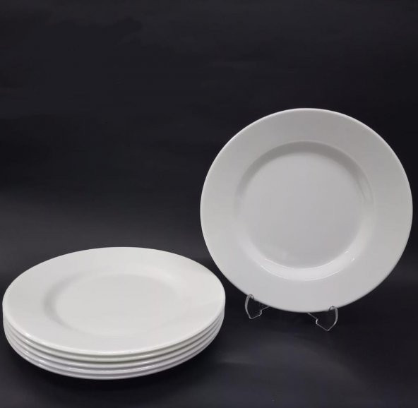 6 Adet Beyaz Melamin BüyükBoy Servis Tabağı 26cm Sığ Tabak Günlük Kullanım için Hesaplı Ordövr Tabak - 1