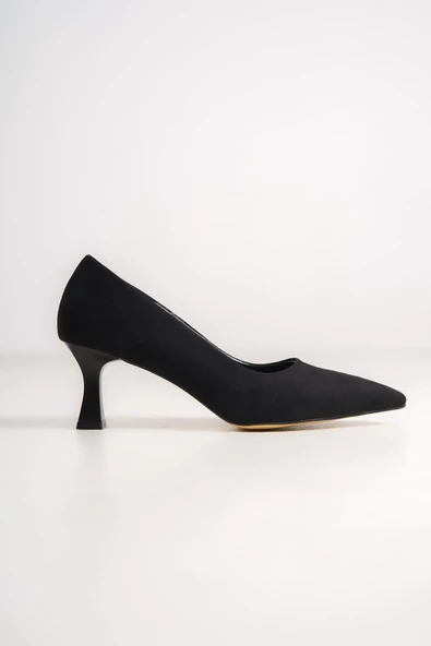 Kandy Siyah Süet Stiletto Kadeh Topuklu Ayakkabı - Resim 2