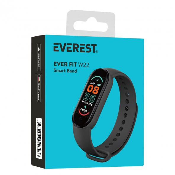 EVEREST FIT W22 NDROID / IOS SMART WATCH 110MAH KALP ATIŞI SENSÖRLÜ SİYAH AKILLI BİLEKLİK SAAT - Resim 4
