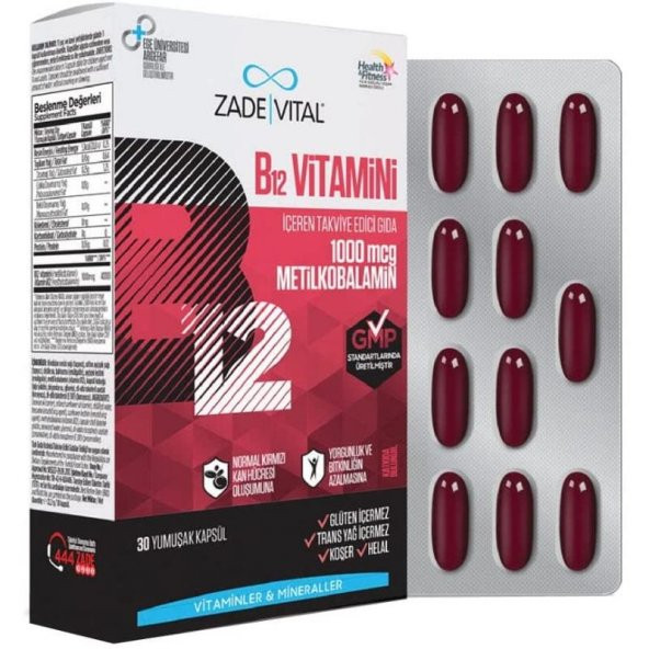 Zade Vital Vitamin B12 30 Yumuşak Kapsül - 1