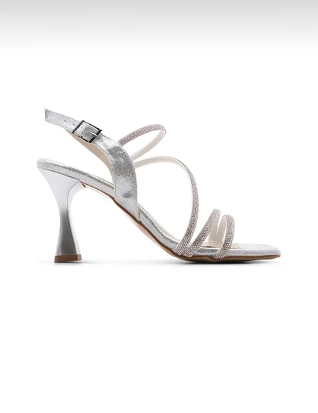 Potinonline K544 Kadın Taşlı Abiye Atkılı Küt Burun Topuklu Ayakkabı - 8