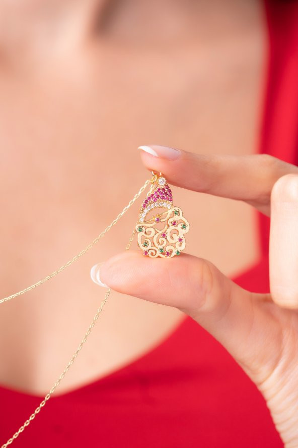 925 Ayar Gümüş Zincirli Noel Baba Tasarımlı Kadın Kolye - 2