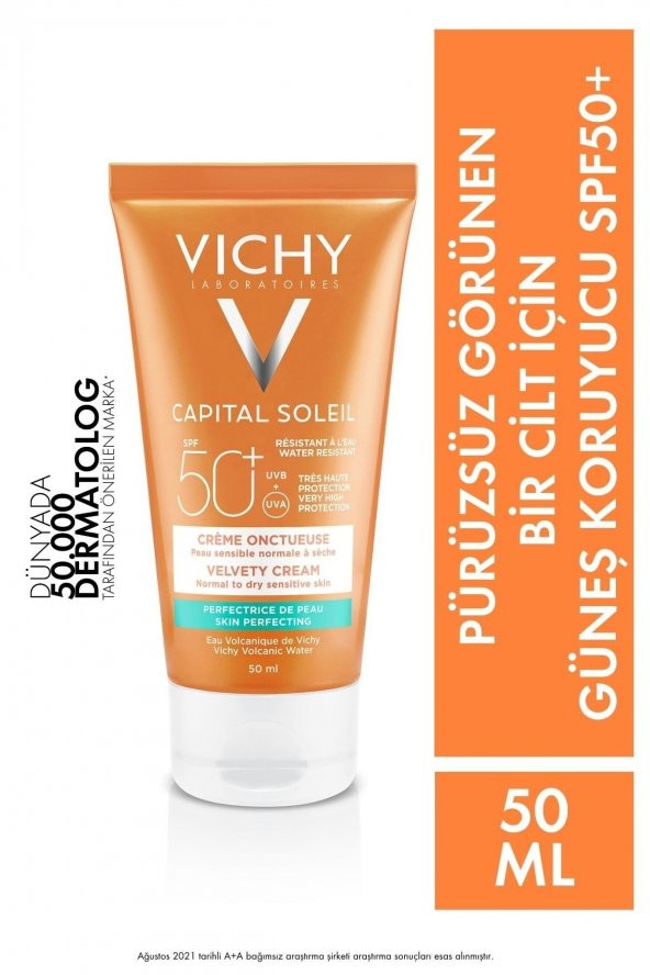 VICHY Capital Soleil Velvety Cream Spf50+ Normal&Kuru Ciltler İçin Yüz Güneş Kremi 50ml 3337871324445