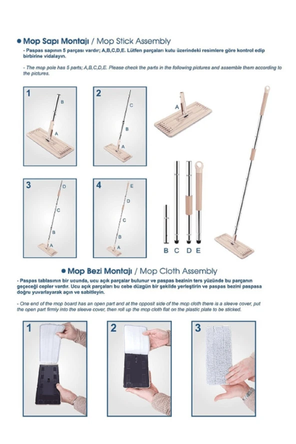 Tablet Mop Temizlik Kova Seti 5 Adet Microfiber Bezli - 2