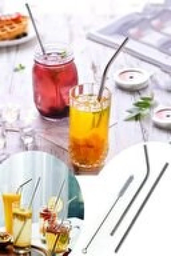 DURNES Paslanmaz Çelik Pipet + Temizleme Fırçası