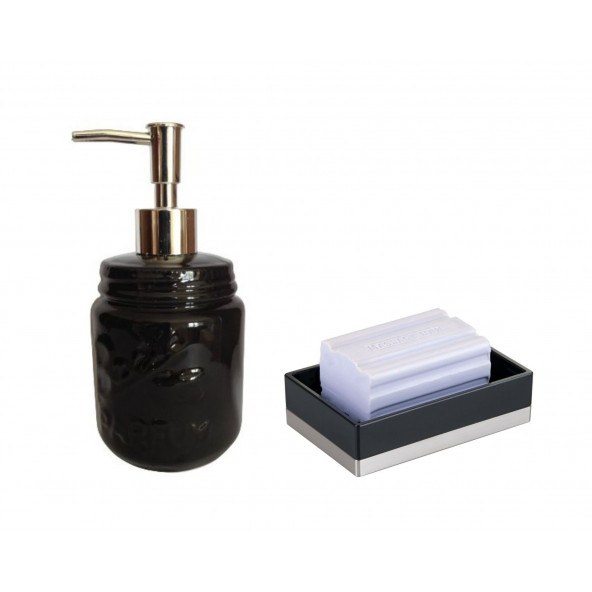 ZBOSP-C334 SIVI SABUNLUK VE SABUNLUK 2 Lİ BANYO SETİSİYAH RENKLİ