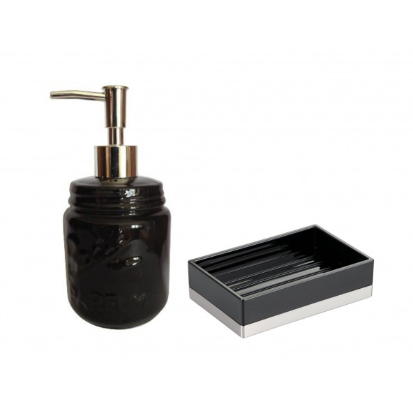 ZBOSP-C334 SIVI SABUNLUK VE SABUNLUK 2 Lİ BANYO SETİSİYAH RENKLİ - 2