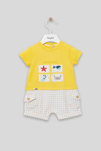 Deniz Hayvanları Baskılı Unisex Bayramlık Tulum 12699 - Resim 2