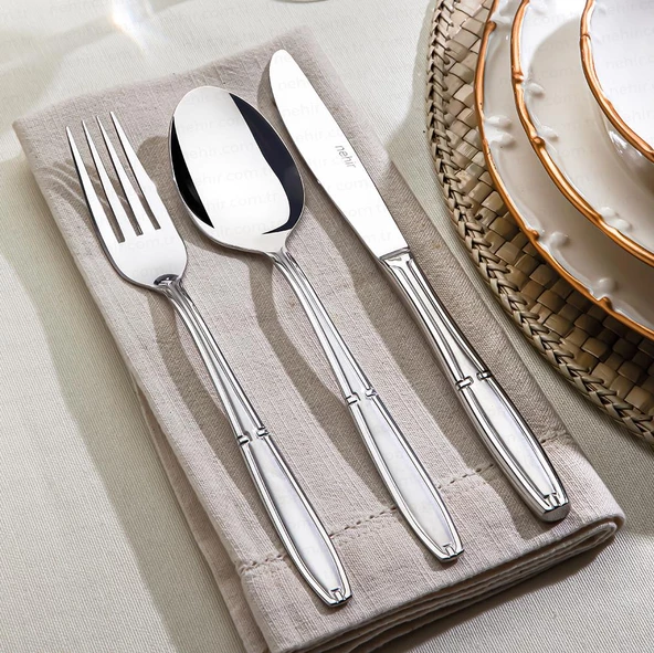 Nehir buket kaşık çatal takımı - 72 prç. kaşık çatal takımı seti 12 kişilik