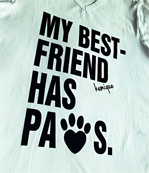 Dogs Leave Paw Prints On Your Heart Pembe Tişört - 10