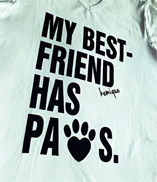 My Best Friend Has Paws Tişört Gri - 3