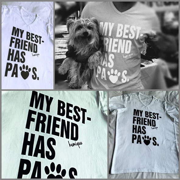 My Best Friend Has Paws Tişört Gri - 4