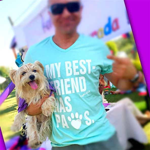 My Best Friend Has Paws Tişört Gri - 5