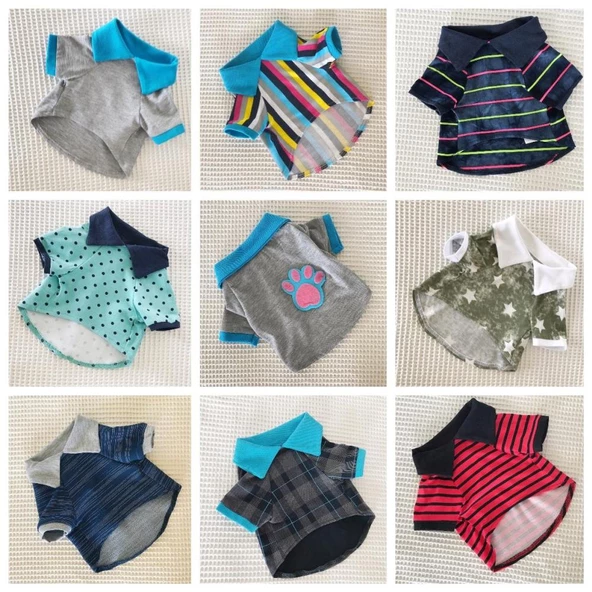 MAVİ GÖKKUŞAĞI Polo Yaka Tişört Summer T Köpek Kıyafeti,Elbisesi - 8