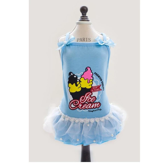 MAVİ ICE CREAM TÜTÜLÜ KÖPEK ELBİSESİ - 4