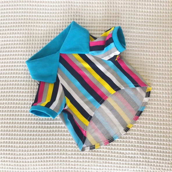 MAVİ GÖKKUŞAĞI Polo Yaka Tişört Summer T Köpek Kıyafeti,Elbisesi - 9