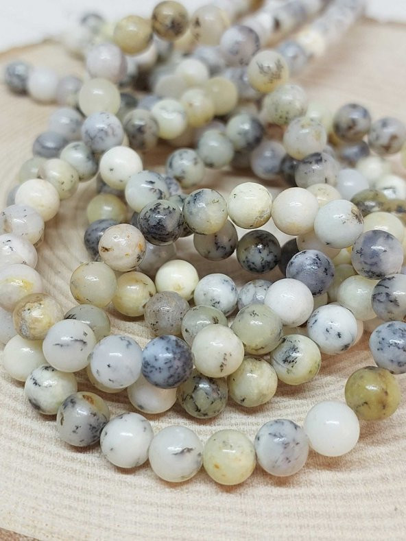 Beyaz Alacalı Opal Taşı Dizi 6mm ürün görseli