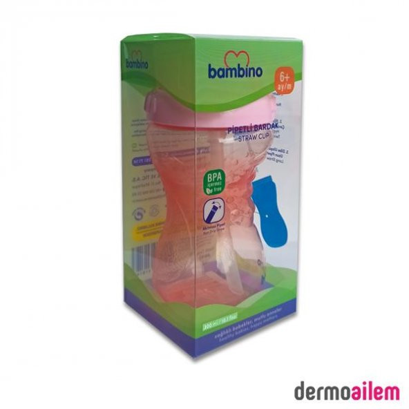 Bambino Pipetli Bardak 300 ml Pembe