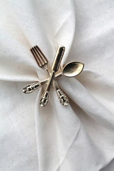 6 Adet Dekoratif Gold Food Style Peçete Halkası - Napkin Ring - 6