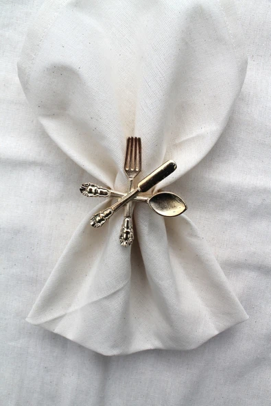 6 Adet Dekoratif Gold Food Style Peçete Halkası - Napkin Ring - 3
