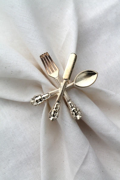 6 Adet Dekoratif Gold Food Style Peçete Halkası - Napkin Ring