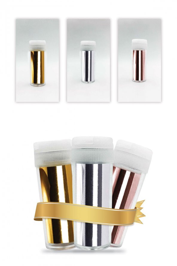 Gold,Gümüş,Rose Gold 3lü Set,Transfer Tırnak Dövmesi ART-578