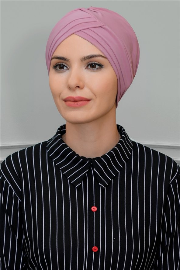 Gül Kurusu Pratik Hazır Geçmeli Tesettür Bone Sandy Kumaş Üç Çapraz 1803_18