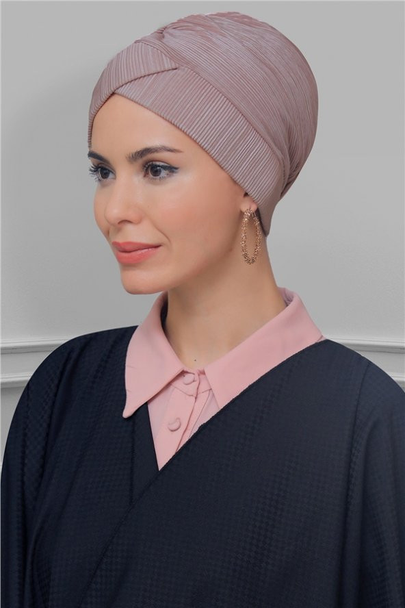 Violet Pratik Hazır Geçmeli Tesettür Bone Fukuro Piliseli Çapraz Büzgülü 1822_21
