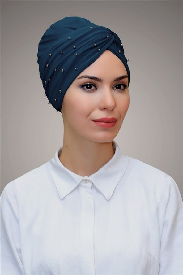 P. Mavisi Pratik Dolama Tesettür Bone Sandy Kumaş Boncuklu 1870_17