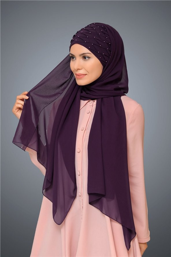 Mürdüm Arkadan Bağlamalı Şal Şifon İncili 1901_07