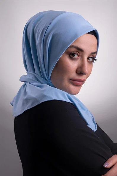 Bebe Mavisi Pratik Hazır Geçmeli Tesettür Eşarp Sandy Kumaş Arkadan Çıtçıtlı 2101_11 - 2