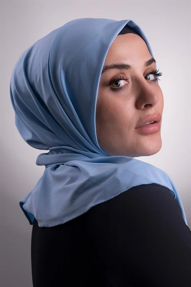 Bebe Mavisi Pratik Hazır Geçmeli Tesettür Eşarp Sandy Kumaş Arkadan Çıtçıtlı 2101_11 - 3