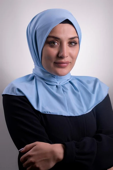 Bebe Mavisi Pratik Hazır Geçmeli Tesettür Eşarp Sandy Kumaş Arkadan Çıtçıtlı 2101_11