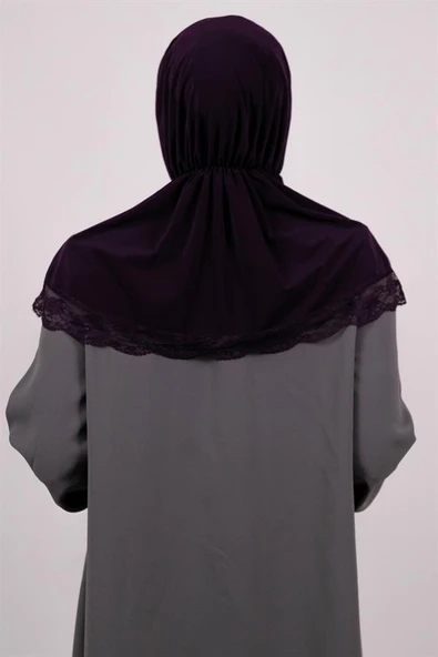 Mürdüm Pratik Hazır Geçmeli Tesettür Eşarp Viskon Kumaş Çıtçıtlı Dantelli 2105_07 - 3