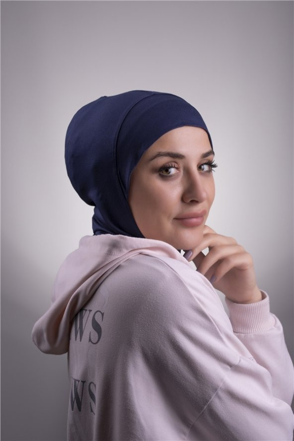 Lacivert Pratik Hazır Geçmeli Bone Viskon Kumaş Hijab Spor 2106_02