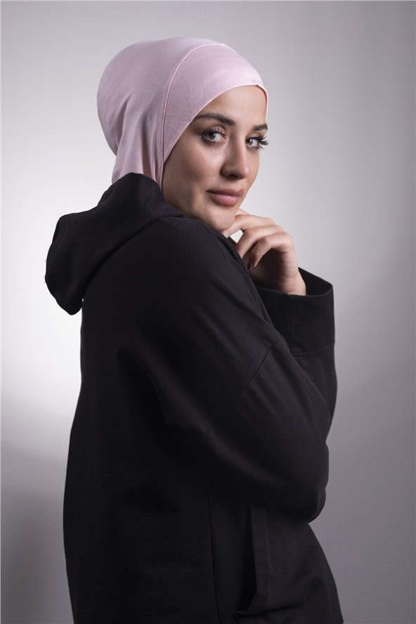Pudra Pratik Hazır Geçmeli Bone Viskon Kumaş Hijab Spor 2106_06 - 1