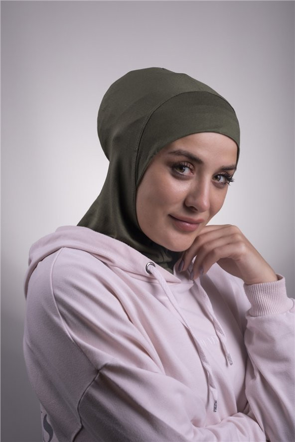 Haki Pratik Hazır Geçmeli Bone Viskon Kumaş Hijab Spor 2106_09