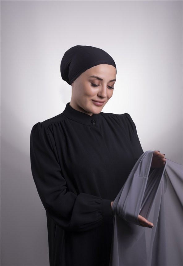 Füme Pratik Hazır Geçmeli Şal Şifon Boru Boneli 3001_25 - 2