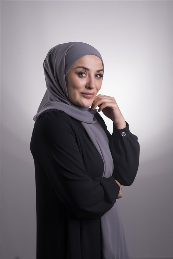 Füme Pratik Hazır Geçmeli Şal Şifon Boru Boneli 3001_25 - 5