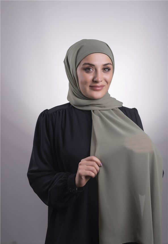 Su Yeşili Pratik Hazır Geçmeli Şal Şifon Boru Boneli 3001_32 - 3