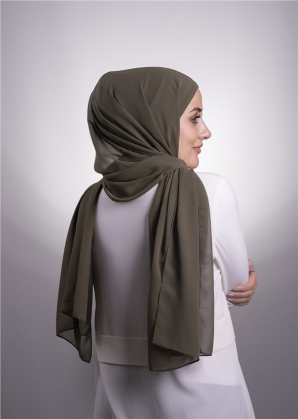 Haki Pratik Hazır Geçmeli Şal Şifon Boru Boneli 3001_09 - 5
