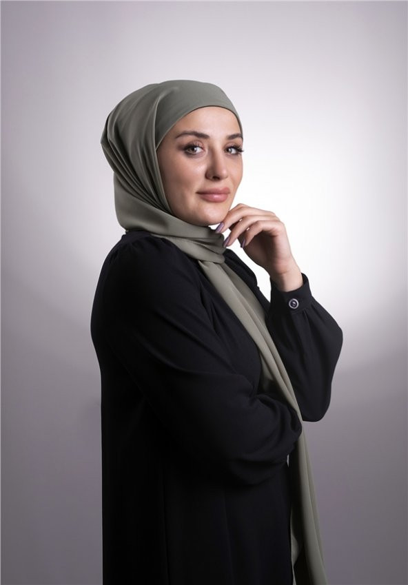 Su Yeşili Pratik Hazır Geçmeli Şal Şifon Boru Boneli 3001_32 - 4