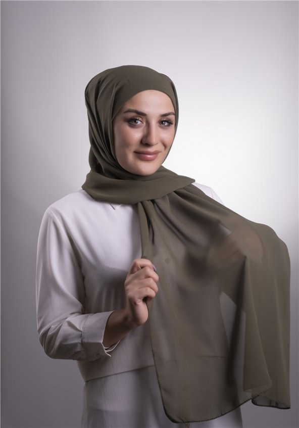Haki Pratik Hazır Geçmeli Şal Şifon Boru Boneli 3001_09 - 6