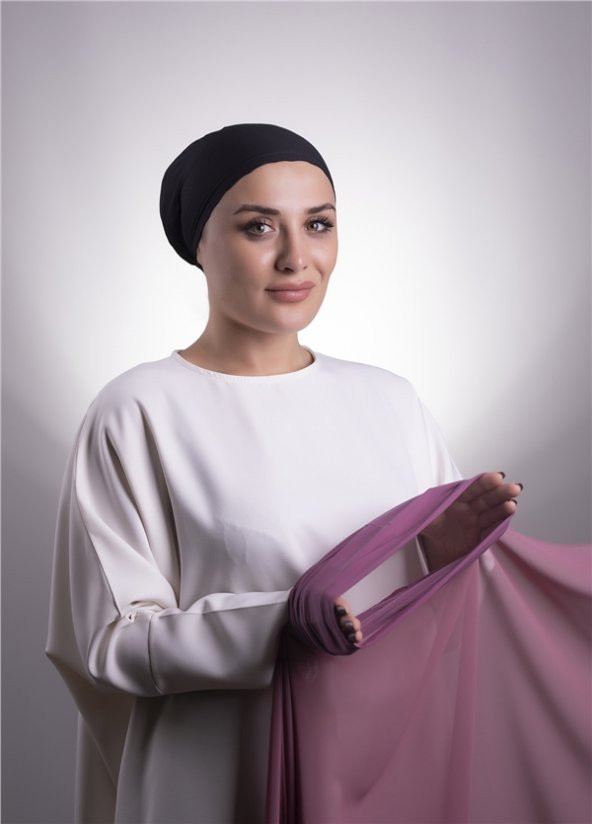 Fuşya Pratik Hazır Geçmeli Şal Şifon Boru Boneli 3001_20 - 2