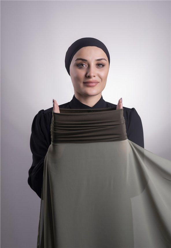 Su Yeşili Pratik Hazır Geçmeli Şal Şifon Boru Boneli 3001_32 - 6