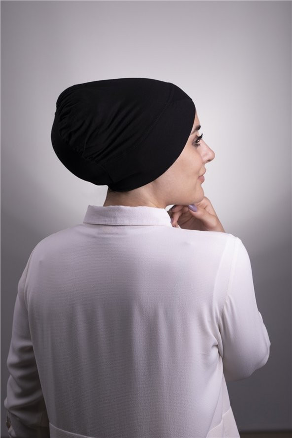 Siyah Pratik Hazır Geçmeli İç Bone Viskon Kumaş Çapraz Tek Bantlı 3004_01 - 3